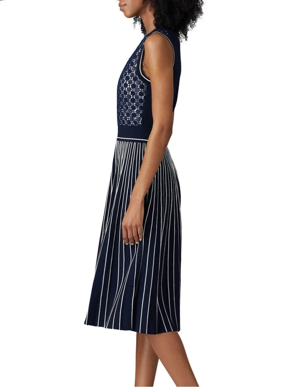 NWT Tory Burch Knit Pleated Sweater Dress in Navy/White, Size XS